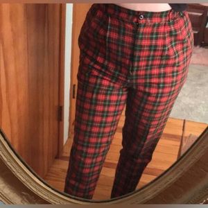 Vintage Talbots 80s red green plaid pants size 8 long
